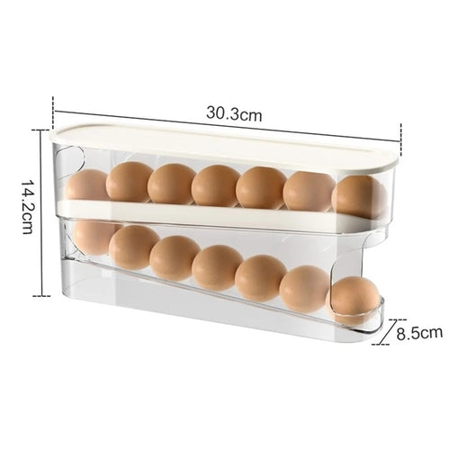 Bilayer Fridge Egg Storage Box Automatic Rolling