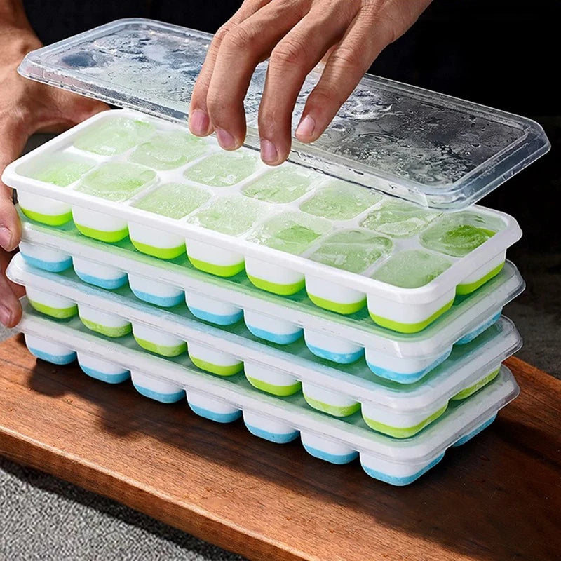 Ice Cube Tray Mold with Lid Silicone Square