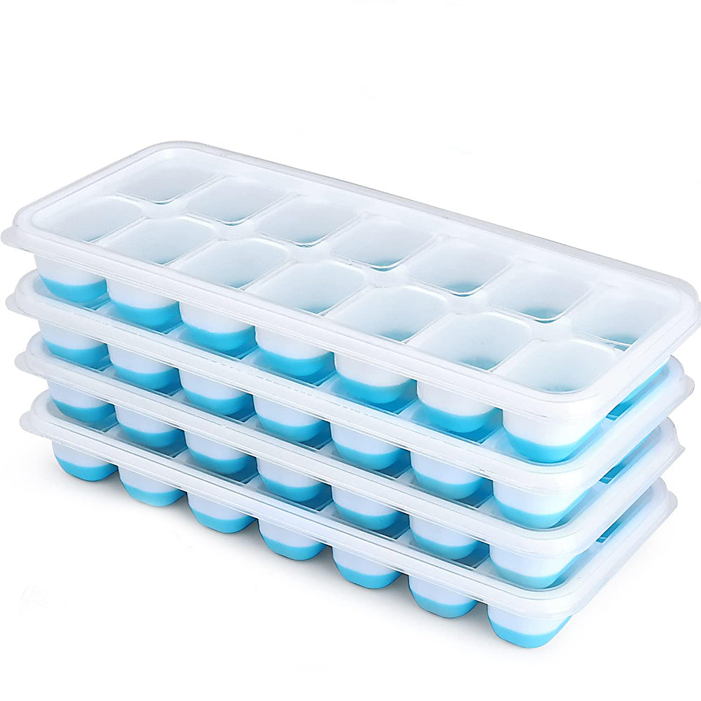 Ice Cube Tray Mold with Lid Silicone Square