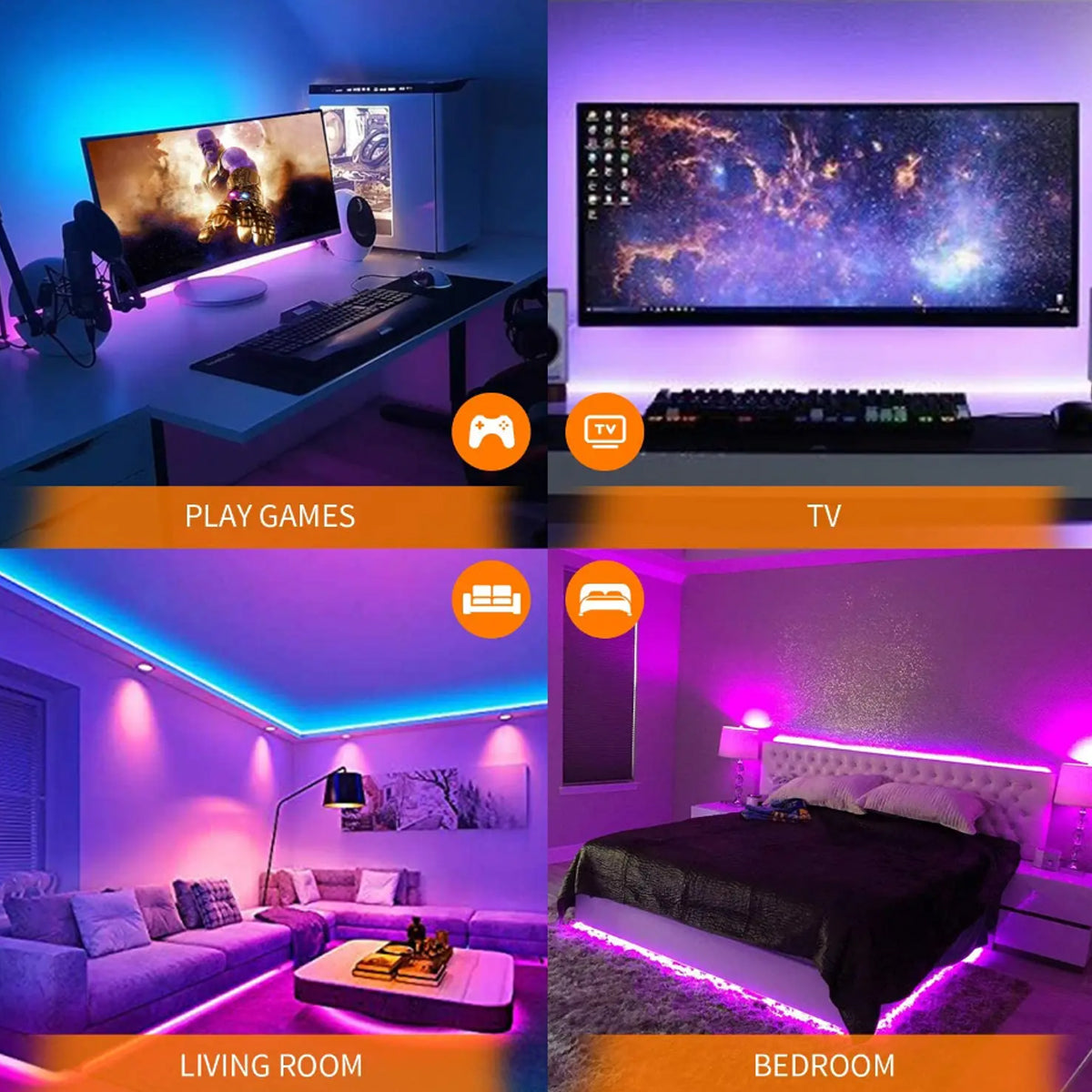 RGB USB LED Strip Light 3keys