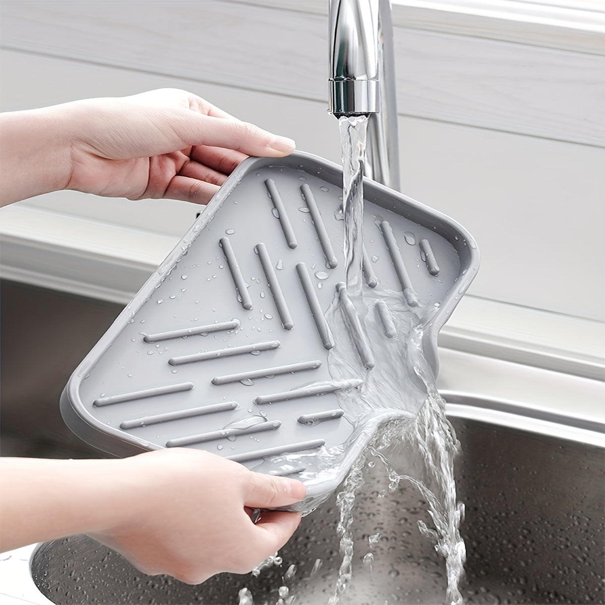 Sink Silicone Tray With Drain Soap Sponge