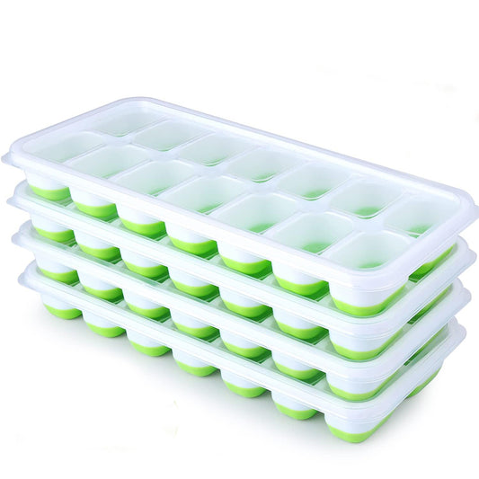 Ice Cube Tray Mold with Lid Silicone Square